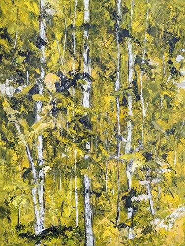 Bosquet de bouleaux blancs van Nicole Caron, Schilderij te koop op Singulart