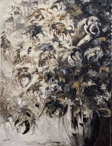 Floral contemporain monochrome di Nicole Caron, Pittura in vendita su Singulart
