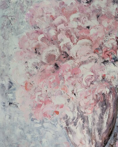 Floral rose contemporain di Nicole Caron, Pittura in vendita su Singulart