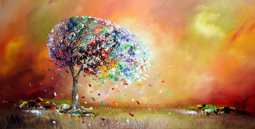 Bowing tree di Gena, Pittura in vendita su Singulart