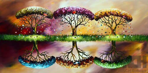 Reflection of trees van Gena, Schilderij te koop op Singulart