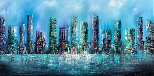 Skyline City by Gena, Painting for Sale on Singulart
