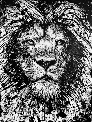POWER ANIMAL LION | KING OF INNER SUN van Sarah Jil Niklas, Schilderij te koop op Singulart