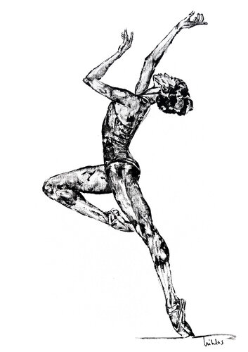 Aimilia - BORN TO SHINE  // Tanz, Ballett, schwarz - weiss ,black and white van Sarah Jil Niklas, Schilderij te koop op Singulart