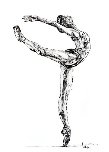 Lucia L'liluminée - BORN TO SHINE  // Ballerina, Tanz, Ballett, schwarz - weiss ,black and white van Sarah Jil Niklas, Schilderij te koop op Singulart