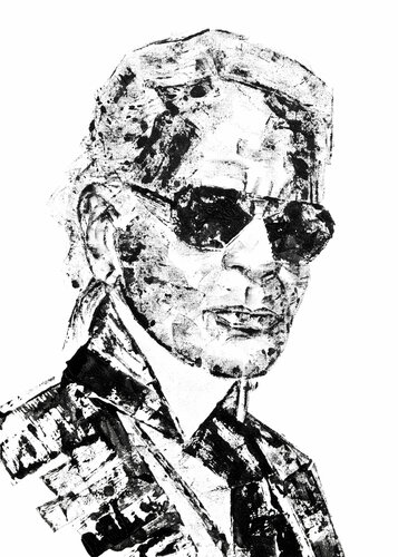 MODEPAPST 01 // Karl Lagerfeld black and white van Sarah Jil Niklas, Schilderij te koop op Singulart