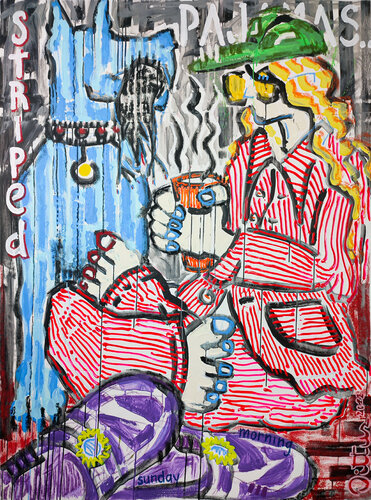Striped pajamas (Sunday morning) van Christian Dittus, Schilderij te koop op Singulart