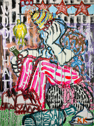 Thinking with a wool hat van Christian Dittus, Schilderij te koop op Singulart