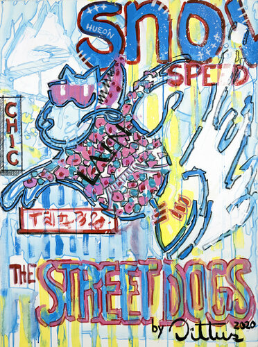 The Street Dogs snow speed by Christian Dittus, Painting for Sale on Singulart