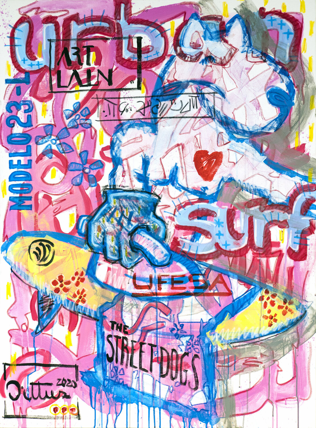 The Street Dogs "Urban Surf" Christian Dittus Originalgemälde zu verkaufen