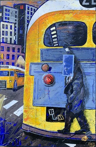NO TICKET FOR BLUE KID ! by Alain Granger (A.G.R.), 油畫 for Sale on Singulart