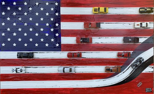 STARS AND STRIPES WITH MUSCLES CARS  ( ARTOYS) Alain Granger (A.G.R.)