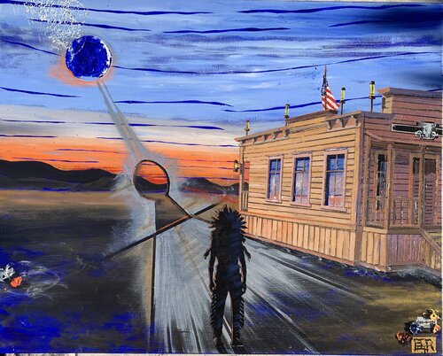 Crépuscule au Burning Man * par Alain Granger (A.G.R.), Peinture en vente sur Singulart