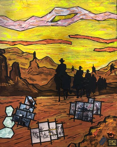 SPOLIATION 2 ...et beaucoup moins les " Visages pâles". di Alain Granger (A.G.R.), Pittura in vendita su Singulart