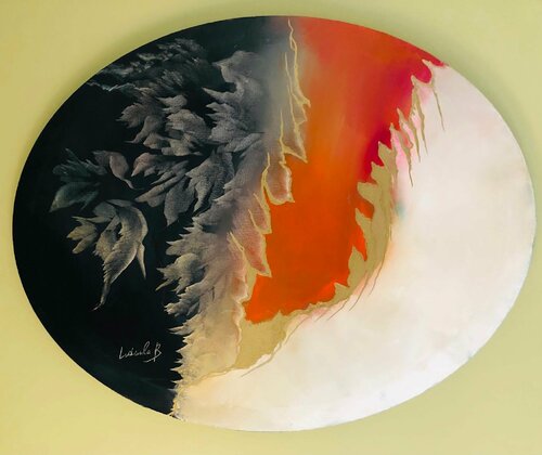 Oval with golden treads di Ludmila Budanov, Pittura in vendita su Singulart