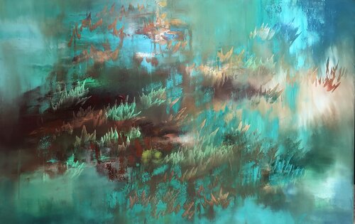 Turquoise coolness van Ludmila Budanov, Schilderij te koop op Singulart