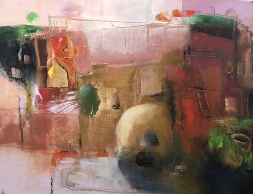 Village street van Ludmila Budanov, Schilderij te koop op Singulart