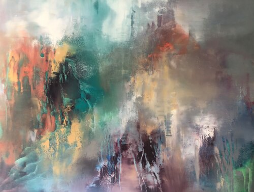 Colored mountains of Iceland van Ludmila Budanov, Schilderij te koop op Singulart