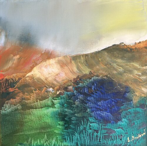 ORANGE MOUNT IN ICELAND de Ludmila Budanov, Pintura a la venta en Singulart