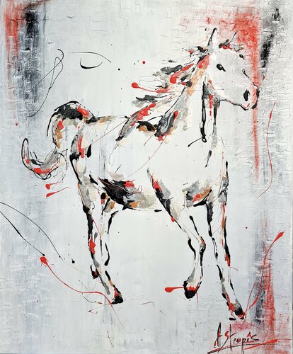 The flight of the young horse di Amandyne Steropes, Pittura in vendita su Singulart
