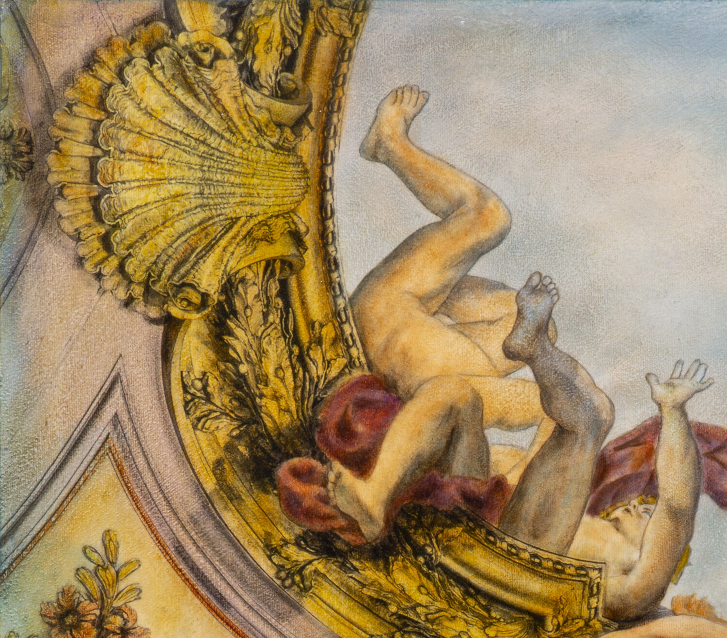 Angeli e Demoni Nella Chiesa Dei Dodici Apostoli. Roma. di Carlos Arriaga  (2025): Pittura a Olio, Matita su Tela - Singulart, image size:1500x1316