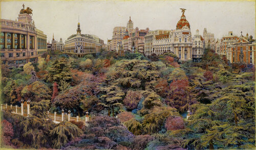 Panorama Utópico de Madrid di Carlos Arriaga, Pittura in vendita su Singulart