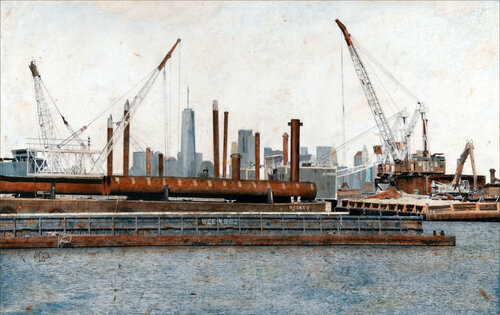 Port Jersey & New York. di Carlos Arriaga, Pittura in vendita su Singulart