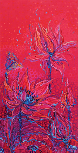 fiori di loto rosso van Polina Ogiy, Schilderij te koop op Singulart