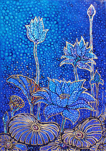 loto d'oro oltremare van Polina Ogiy, Schilderij te koop op Singulart