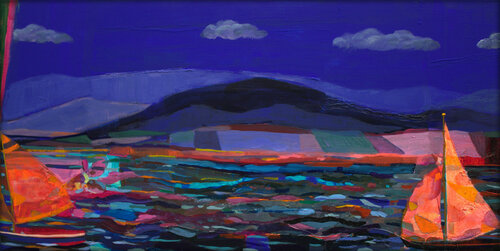 Le soir sur le lac, les voiles des bateaux se souvenaient du soleil quand elles claquaient sous les rayons chauds du zénith. Elles glissaient en sautant parfois les flots comme sur un tapis persans, accélérant à la vue du port où elles s'endormiraient rep François Pagé