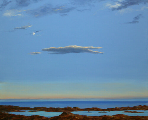 En cet fin d’après-midi,tu m'avais demandé: « Serais-je un jour le centre d'un tableau, tel un nuage qui aurait ralenti sa course et son voyage pour se poser en apesanteur comme mon cœur sur ton cœur? » by François Pagé, Painting for Sale on Singulart