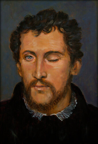 C'était en 1988, lors d'un après-midi très chaud à Florence. Après avoir vu la Marie-Madeleine pénitente à la galerie Palatina Pitti, je m'étais arrêté longuement devant le portrait du jeune anglais du Titien. En repartant j’eus l'impression qu'il venait van François Pagé, Schilderij te koop op Singulart