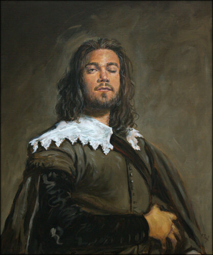 C'était en février 2020, lors d'un après-midi glacial à Lille, quand, après avoir vu le Christ en croix de Van Dyck, je découvrais dans une petite salle, en remplacement d'une toile partie en restauration, un portrait peint par un anonyme, étrangement trè von François Pagé, Malerei kaufen auf Singulart
