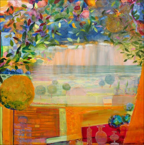 Le ciel lavait la longue plaine menant à la mer. Le printemps chassait dans l'air ses couleurs éphémères . di François Pagé, Pittura in vendita su Singulart