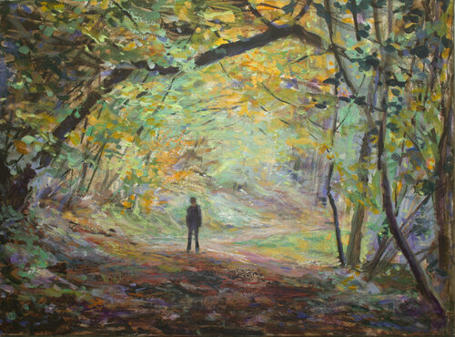 C’était en 1971, je suivais mon père au Bois d’Amour . ( le testament) Aut viam inveniam aut faciam, Je trouverai le chemin ou je le percerai. van François Pagé, Schilderij te koop op Singulart