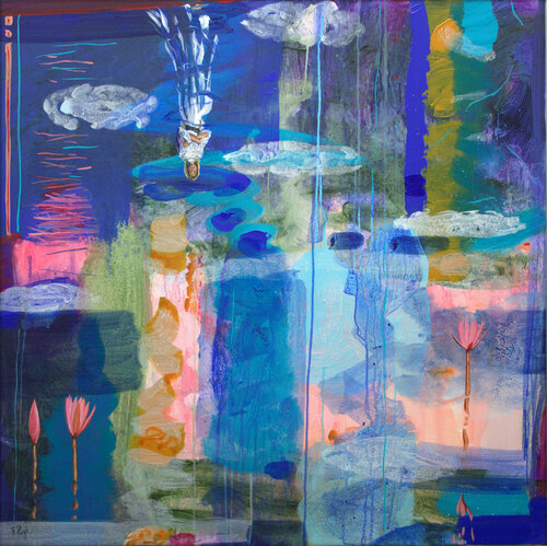 Un trouble labyrinthe venait distraire mon œil mais un reflet a-t-il toujours un sujet ? A chacun de nos rendez vous il y avait l'eau qui nous séparait, mais quel transport. di François Pagé, Pittura in vendita su Singulart