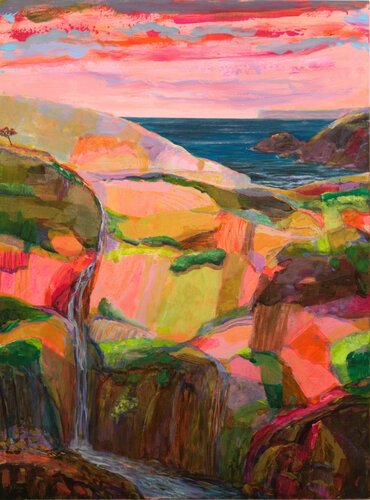Pourtant le chemin était difficile mais dès l'origine le jeune fleuve avait décidé de tourner le dos à la mer pour pouvoir vivre longtemps, longtemps. par François Pagé, Peinture en vente sur Singulart