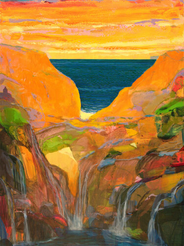 Même si l’océan nous montrait son étendue illusoire d'infini, le lac était heureux de son sort avec les donations abondantes des rus l’approvisionnant. Que la lutte était rude pour être à l'honneur du « point de vue » by François Pagé, 油畫 for Sale on Singulart