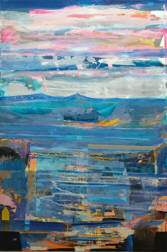 Le ciel était plein de promesses, le lac attendait les nuées pour qu’enfin la lune se mire et les âmes espérantes des hommes apparaissent van François Pagé, Schilderij te koop op Singulart