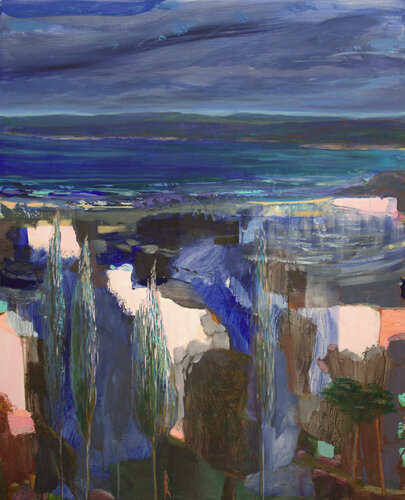 De la fenêtre de l'atelier, je vous regardais passer le soir sous les grands peupliers. Grâce à vous le paysage se transformait . Pourquoi tant recevoir ! von François Pagé, Malerei kaufen auf Singulart