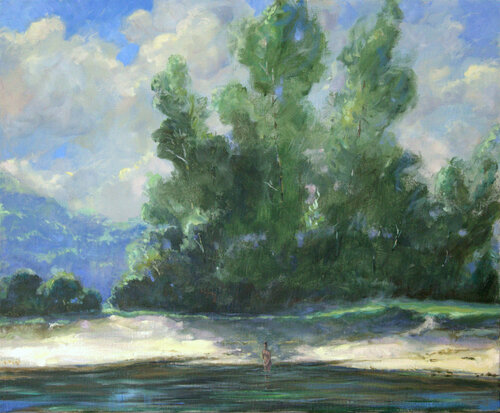 L’instant précis où Eve en se baignant chantait les vers d’Emile : « De merveilleux sous bois se jaspent de lueurs » von François Pagé, Malerei kaufen auf Singulart