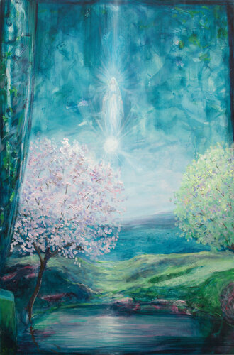 C'était un matin devant ta fenêtre, cela ressemblait à une image kitch qu'il y avait chez grand-mère. Un grand parfum de rose semblait réparer l'espace. par François Pagé, Peinture en vente sur Singulart