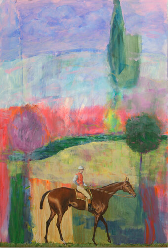 Le cheval de John sembla marquer un temps d'arrêt, ce n'était sans doute pas grand-chose, quelques campagnols qui jouaient. Il suffisait de peu de chose pour être le centre d’intérêt d'un tableau. de François Pagé, Pintura a la venta en Singulart