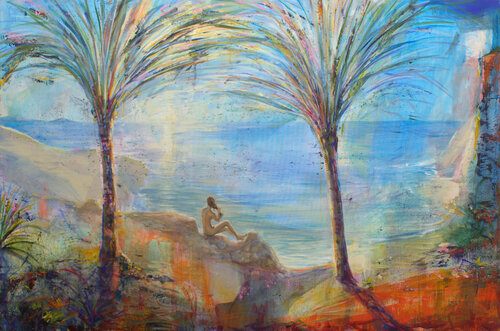 Circé, sur l'île d'Aiaié, regarde Ulysse partir vers l’île du soleil. van François Pagé, Schilderij te koop op Singulart