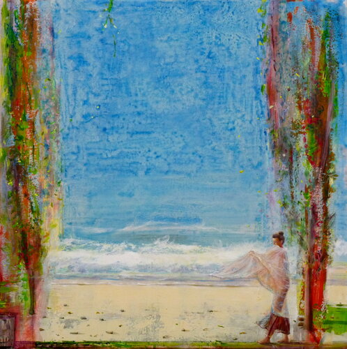 Le coup de vent pendant la promenade de Natsuki by François Pagé, Painting for Sale on Singulart