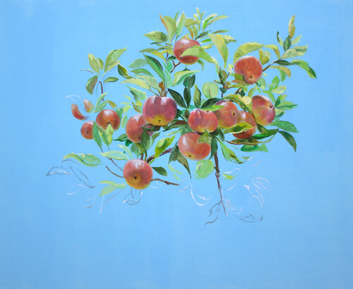 Étude de pommes. Un choix difficile pour Eve, elles étaient toutes tellement séduisantes... von François Pagé, Malerei kaufen auf Singulart