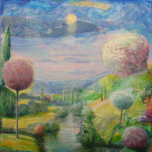Les paysages sans sommeil : Franz regardant Marthe et Marie se baignant. di François Pagé, Pittura in vendita su Singulart