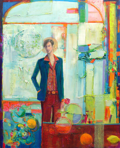 Quand il attendait Charlotte, à chaque rendez-vous, il était toujours en avance. Il savait que l'attente le mettait dans un état de trouble, de désir. di François Pagé, Pittura in vendita su Singulart