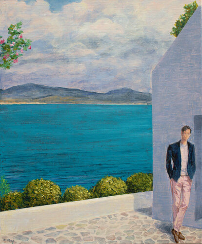 Je t'attends devant la petite chapelle blanche. Ne tarde pas, l'alouette chante déjà, j'ai peur, qu'elle ne s'impatiente! van François Pagé, Schilderij te koop op Singulart