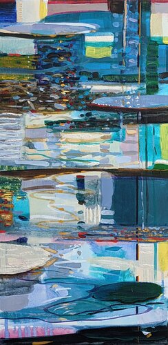 Aussi insaisissable que des notes de Satie, le bassin faisait le beau comme un tableau. Un matin si tôt aux tons citronnés, sans bémol Fauré l'aurait aimé. de François Pagé, Pintura a la venta en Singulart